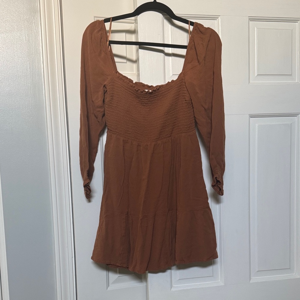 Abercrombie & Fitch Rust Long Sleeve Mini Dress